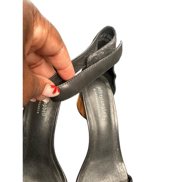 Jeffrey Campbell Black Open Toe‎ Orla Woven Wicker Block Heeled Sandals Size 10 - Picture 6 of 9